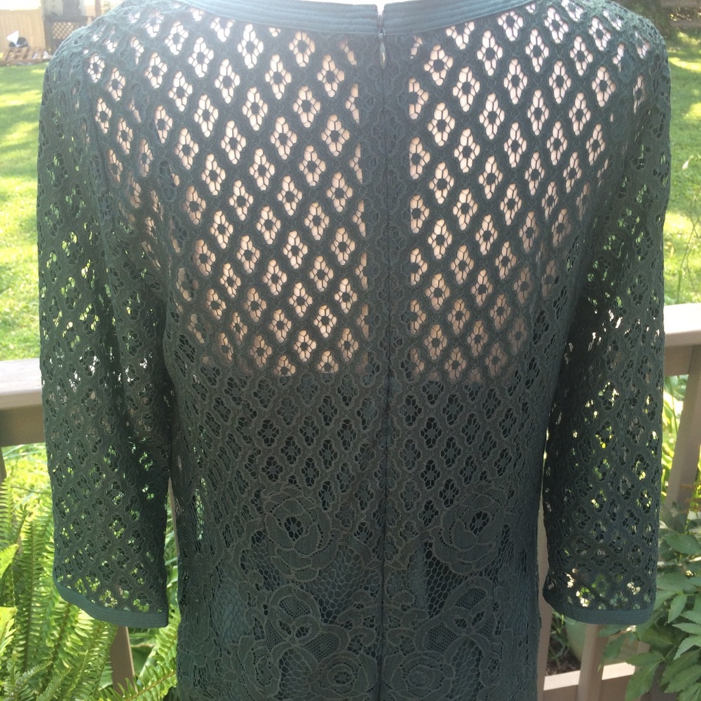 LOFT Hunter Green Lace Shift Dress - Picture 6 of 6